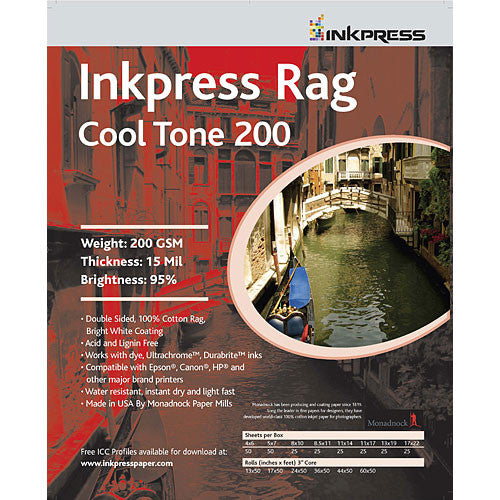 InkPress Rag Cool Tone 200 GSM Double-Sided Roll - InkJet Supply Pro